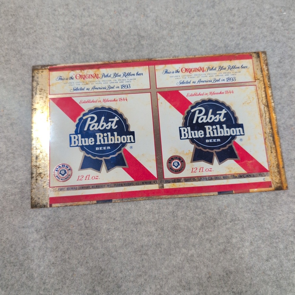Vintage Pabst Blue Ribbon PBR Metal Beer Can Flat Sheet TapaCan Label Milwaukee
